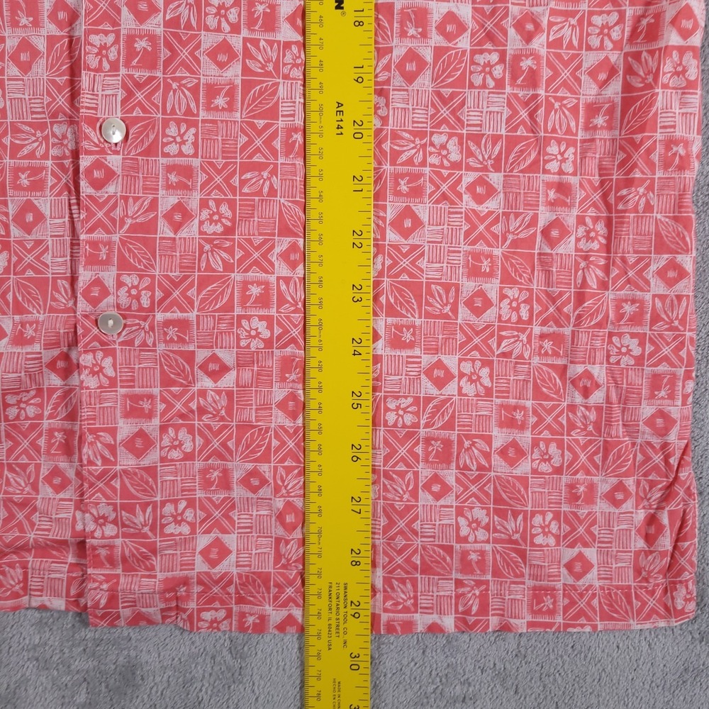 Tori Richard Shirt Mens Medium Red Cotton Lawn Short Sleeve Block Print Hawaii - Picture 5 of 8